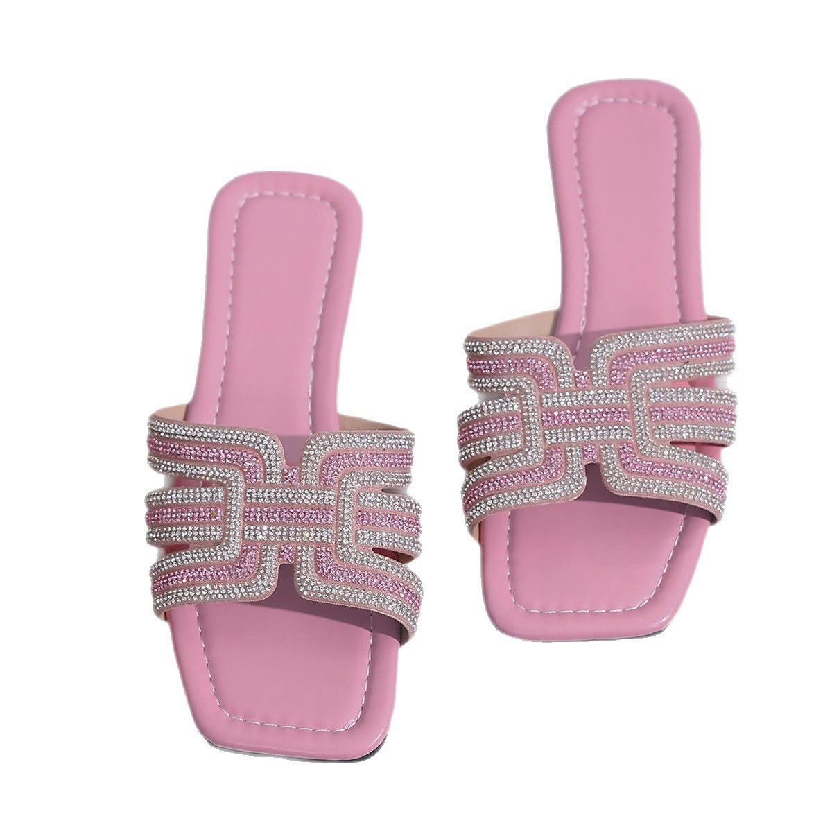 Rhinestone H slide Sandals