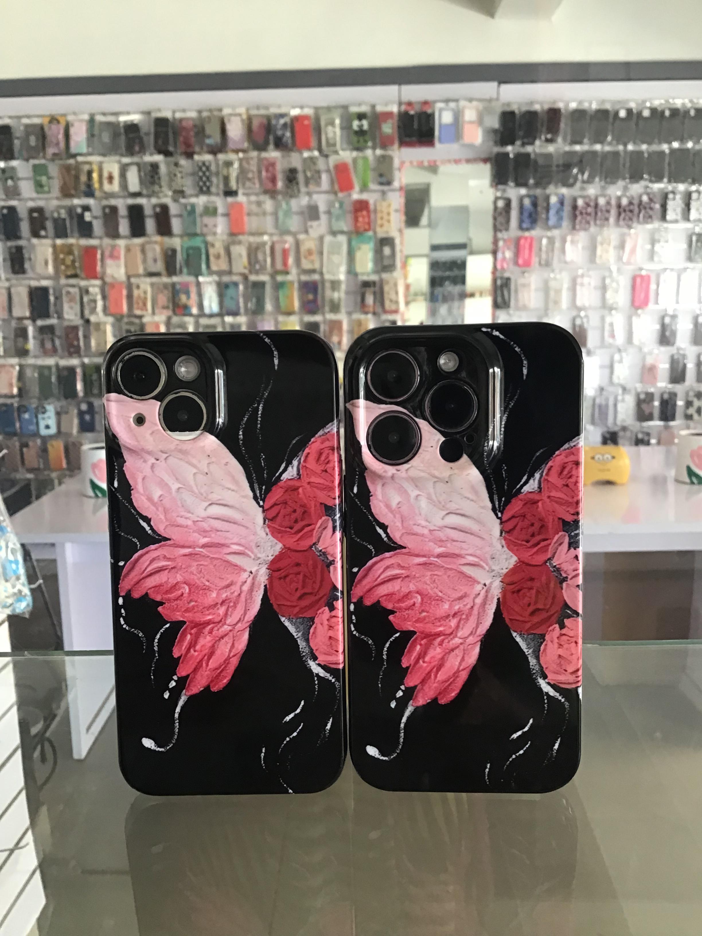 Pink Butterfly & Rose iPhone Case – Bold & Elegant