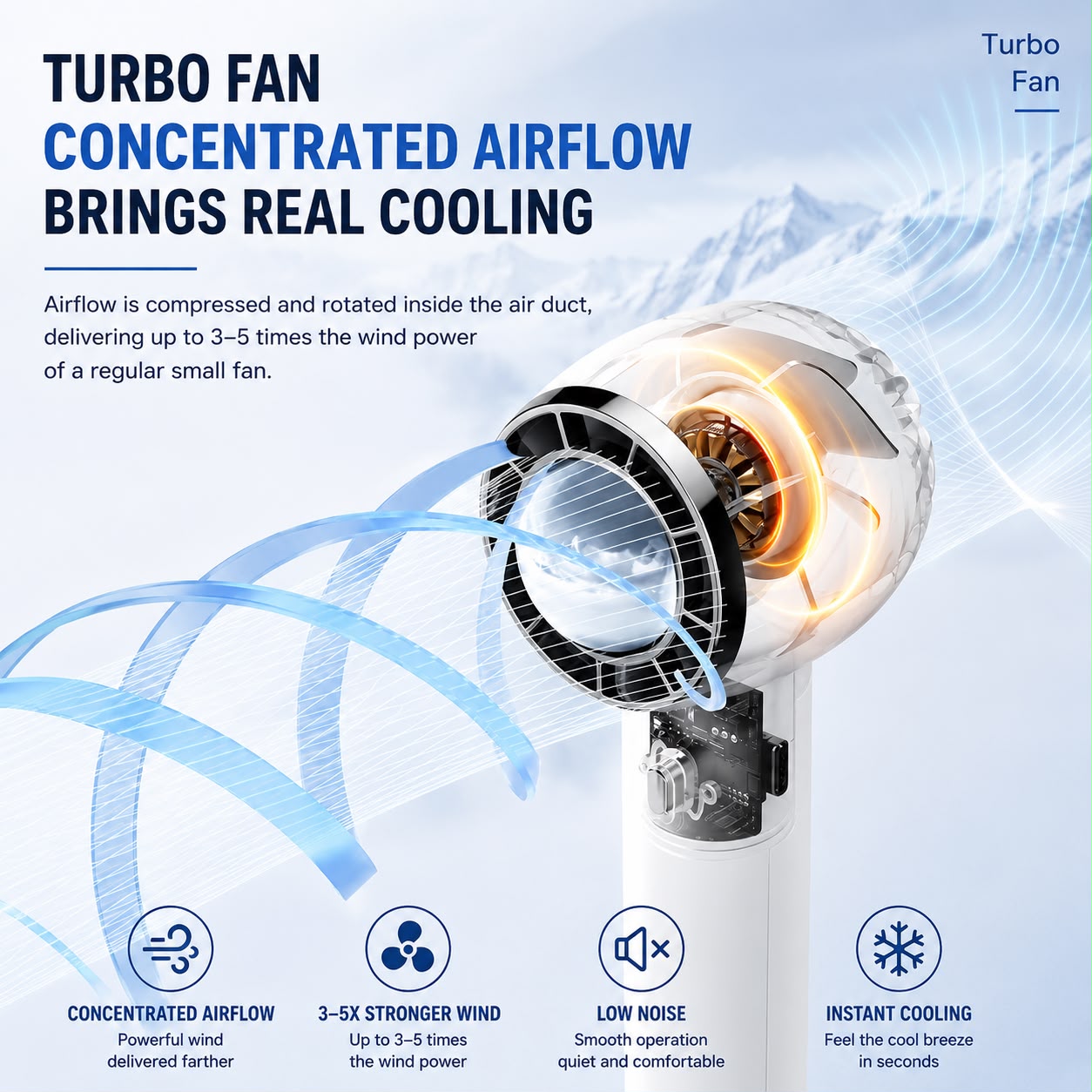 Royal Blue High-speed Handheld Fan