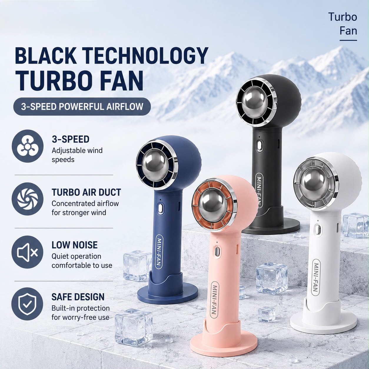 Royal Blue High-speed Handheld Fan