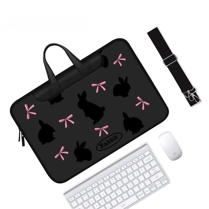 Black rabbit & pink bow laptop bags