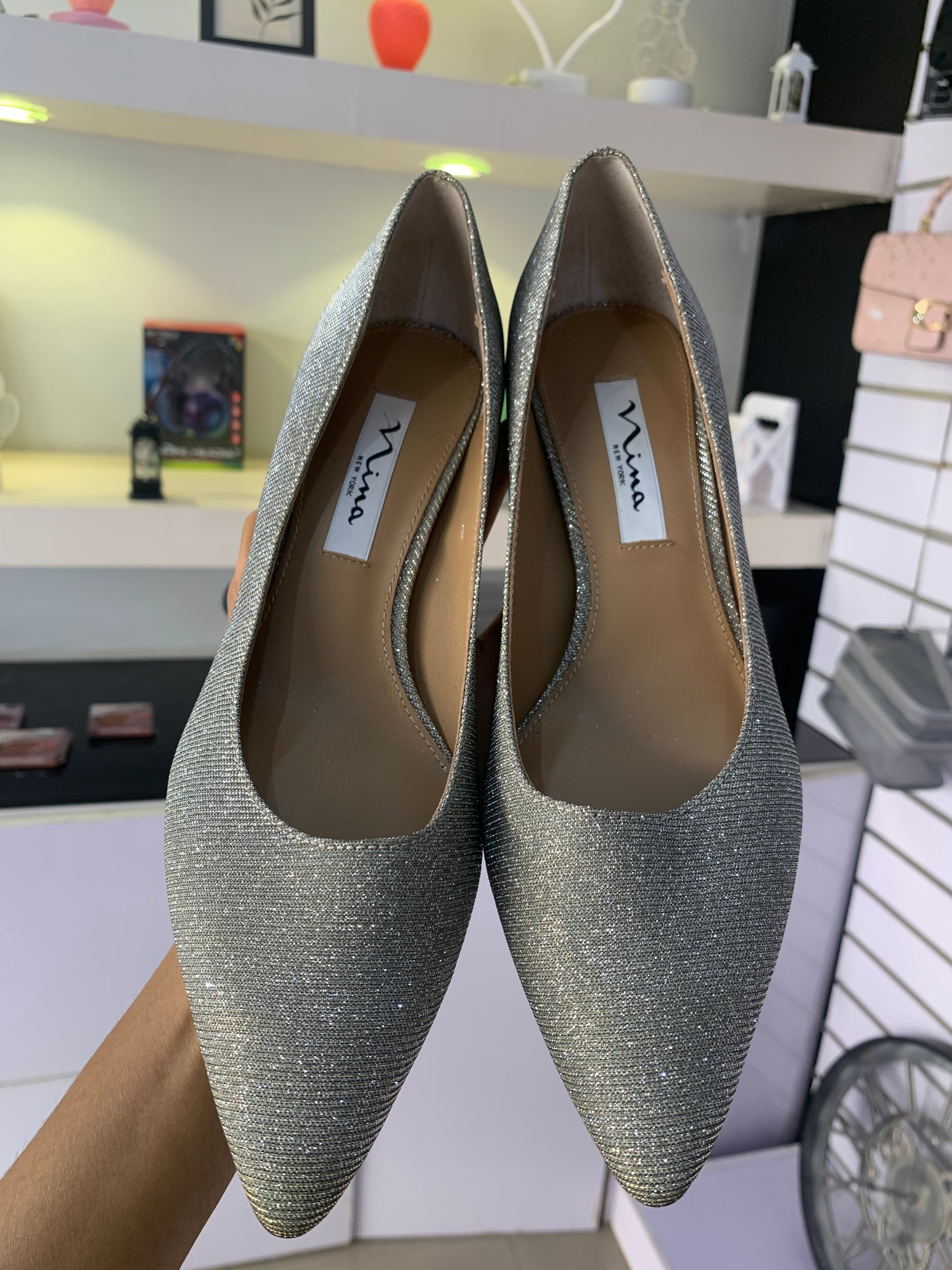 Shiny Silver High Heel  Size 38