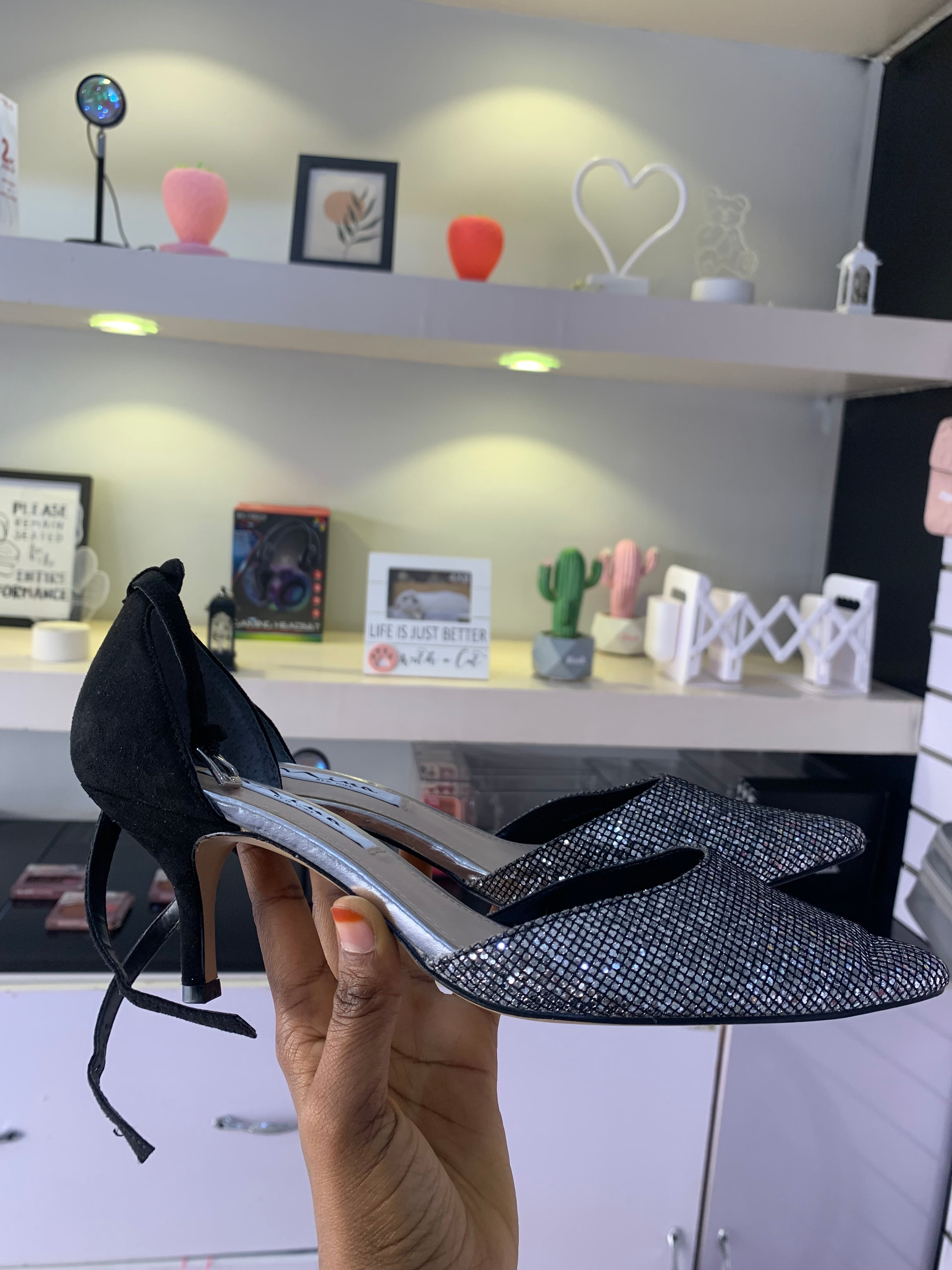 Shiny Black High Heel  Size 38