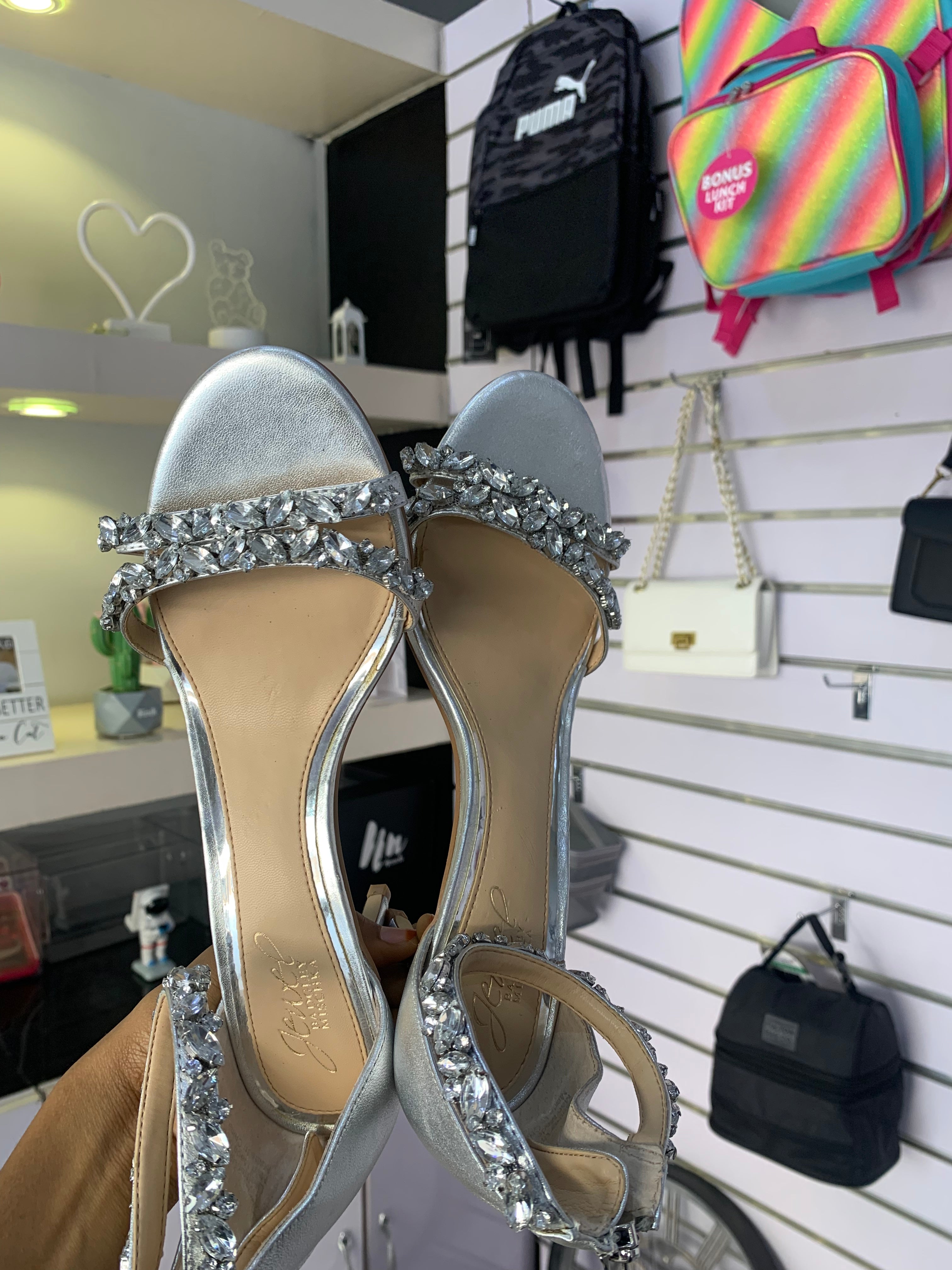 Silver High Heel With Strap Size 38/39