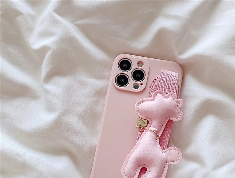 Giraffe Leather Handholder Case For iPhone