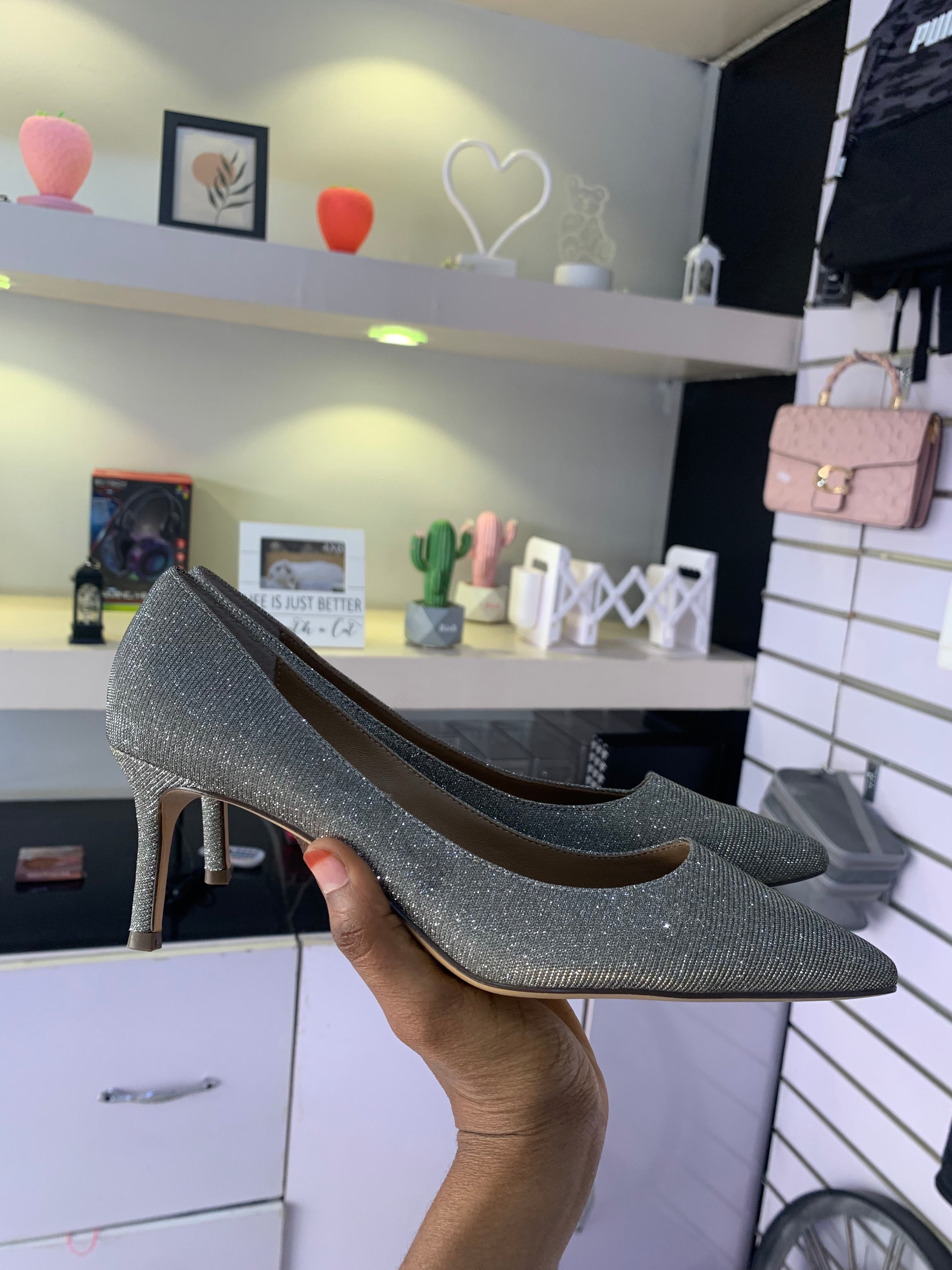 Shiny Silver High Heel  Size 38