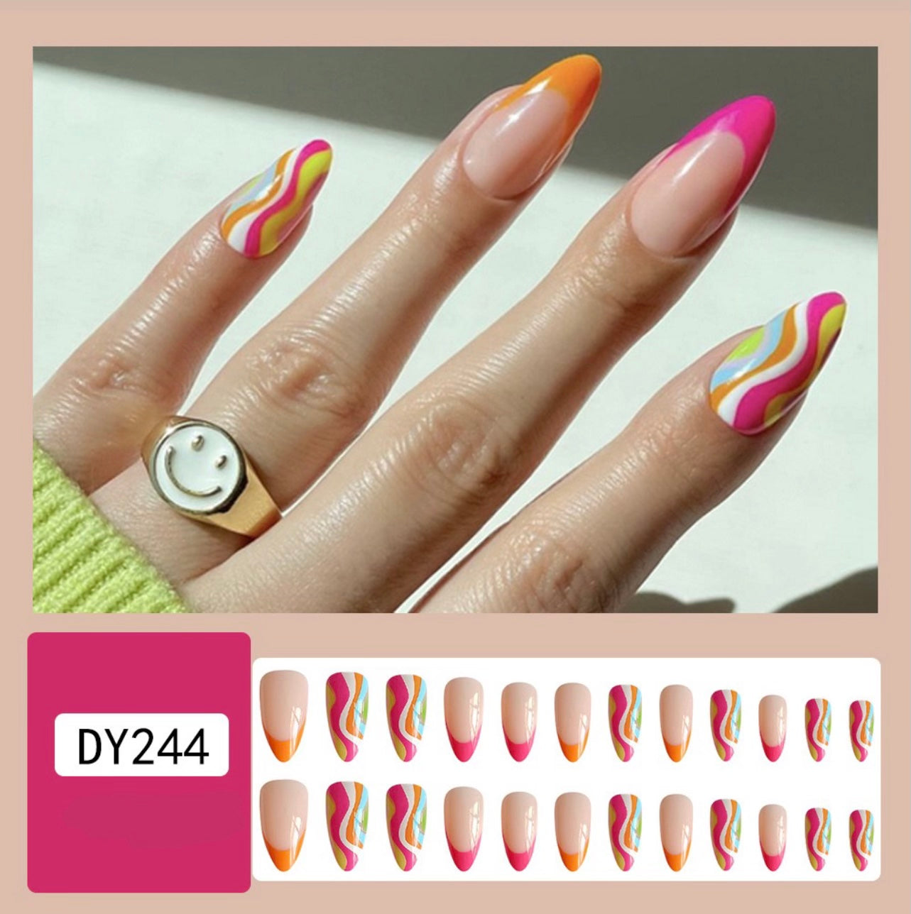 Multi Color Press On Nails