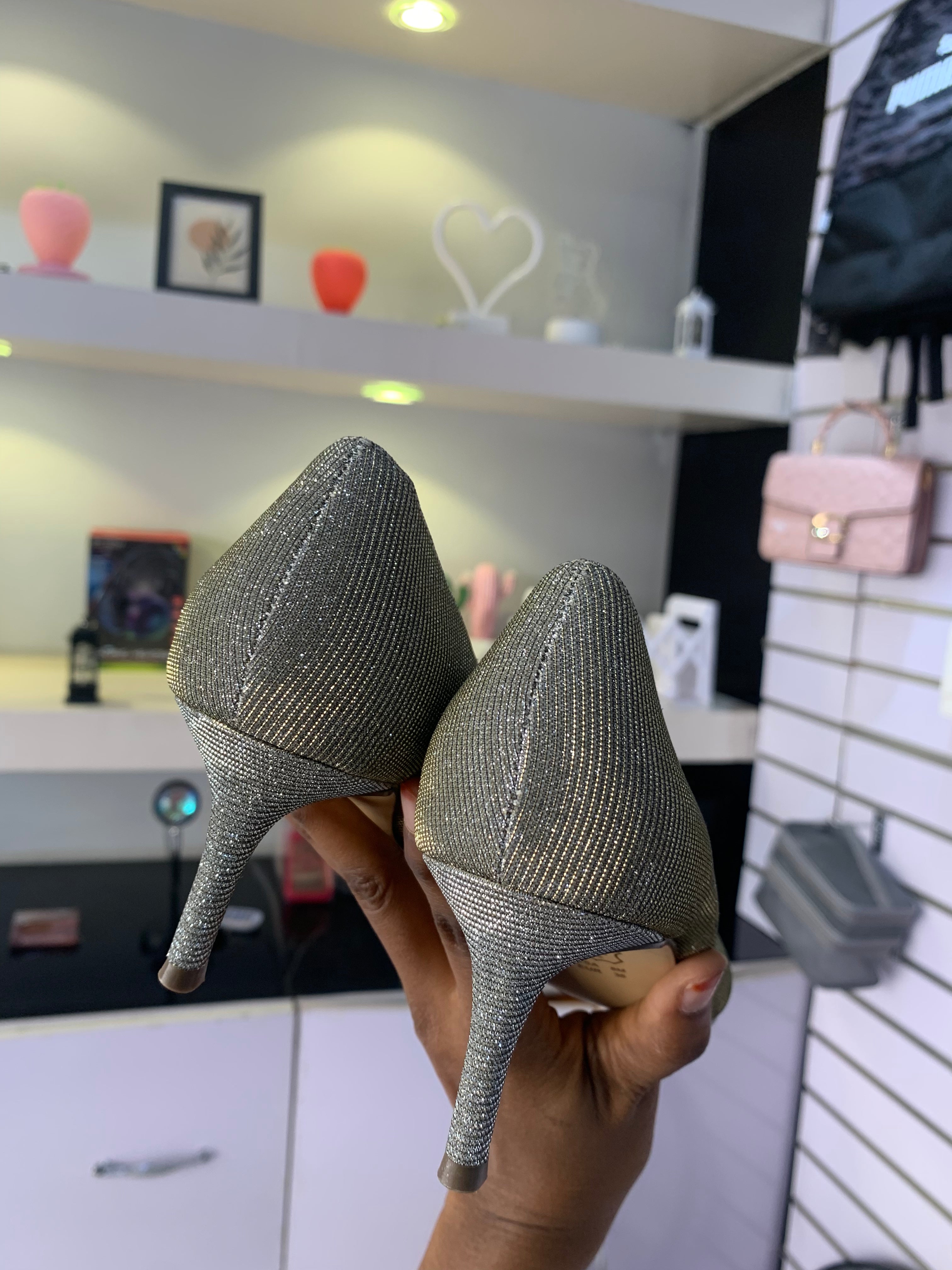 Shiny Silver High Heel  Size 38