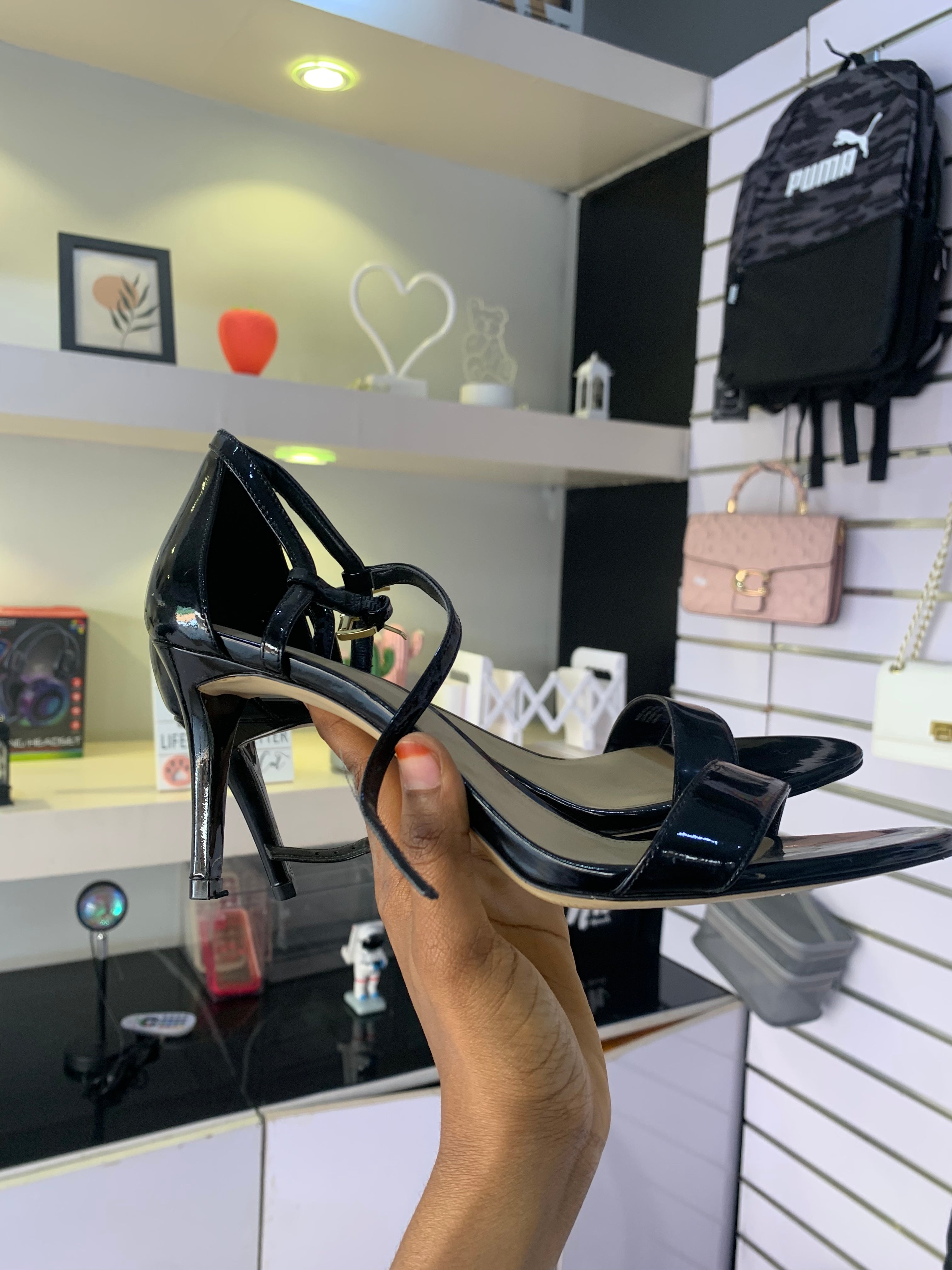 Black  High Heel With Strap Size 39/40