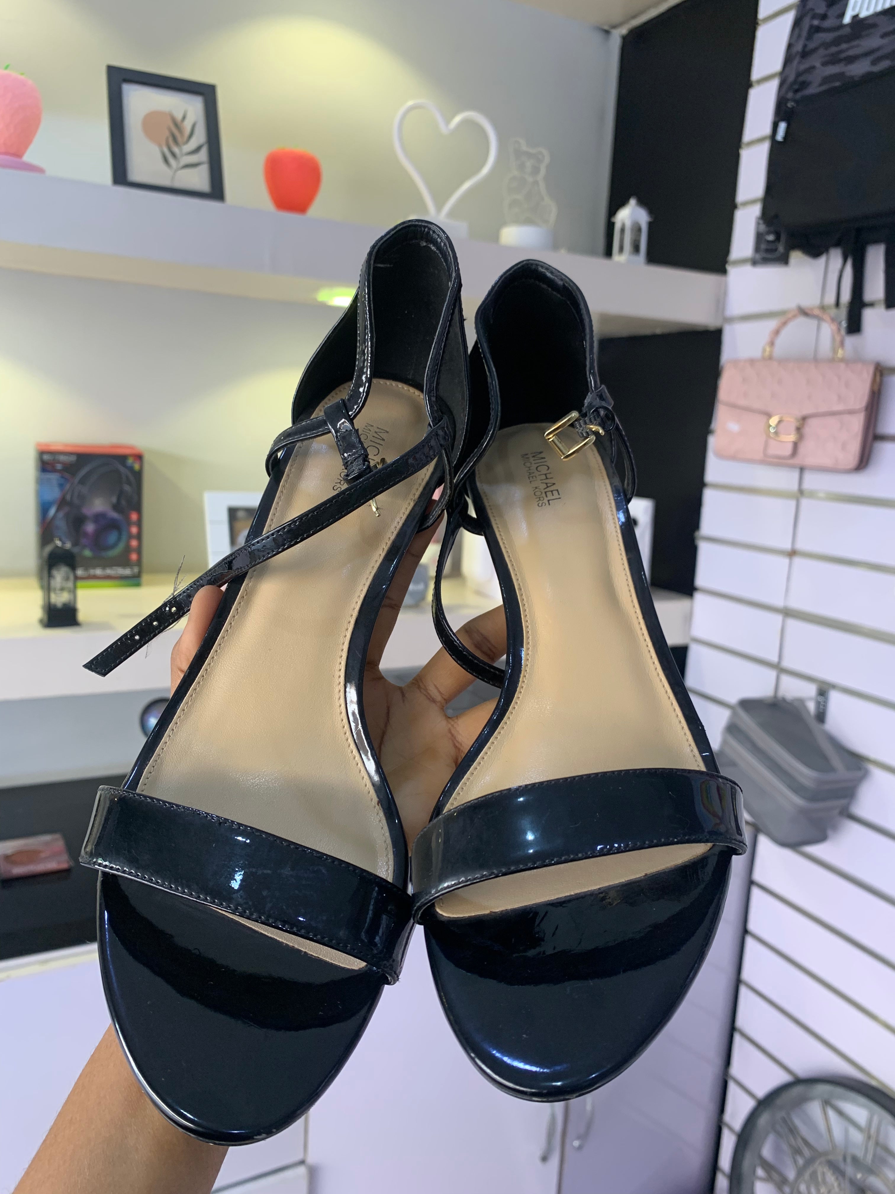 Black  High Heel With Strap Size 39/40