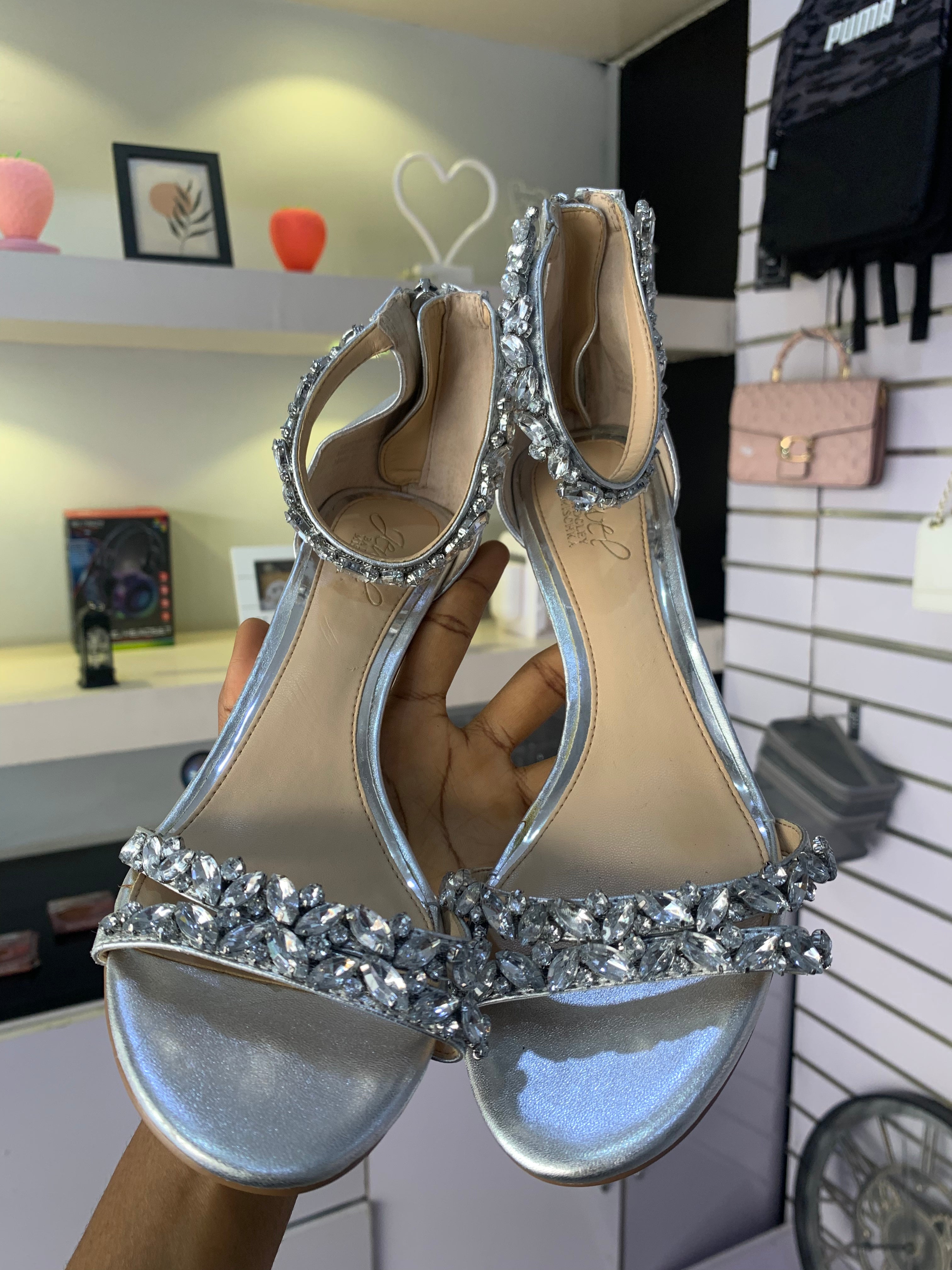 Silver High Heel With Strap Size 38/39