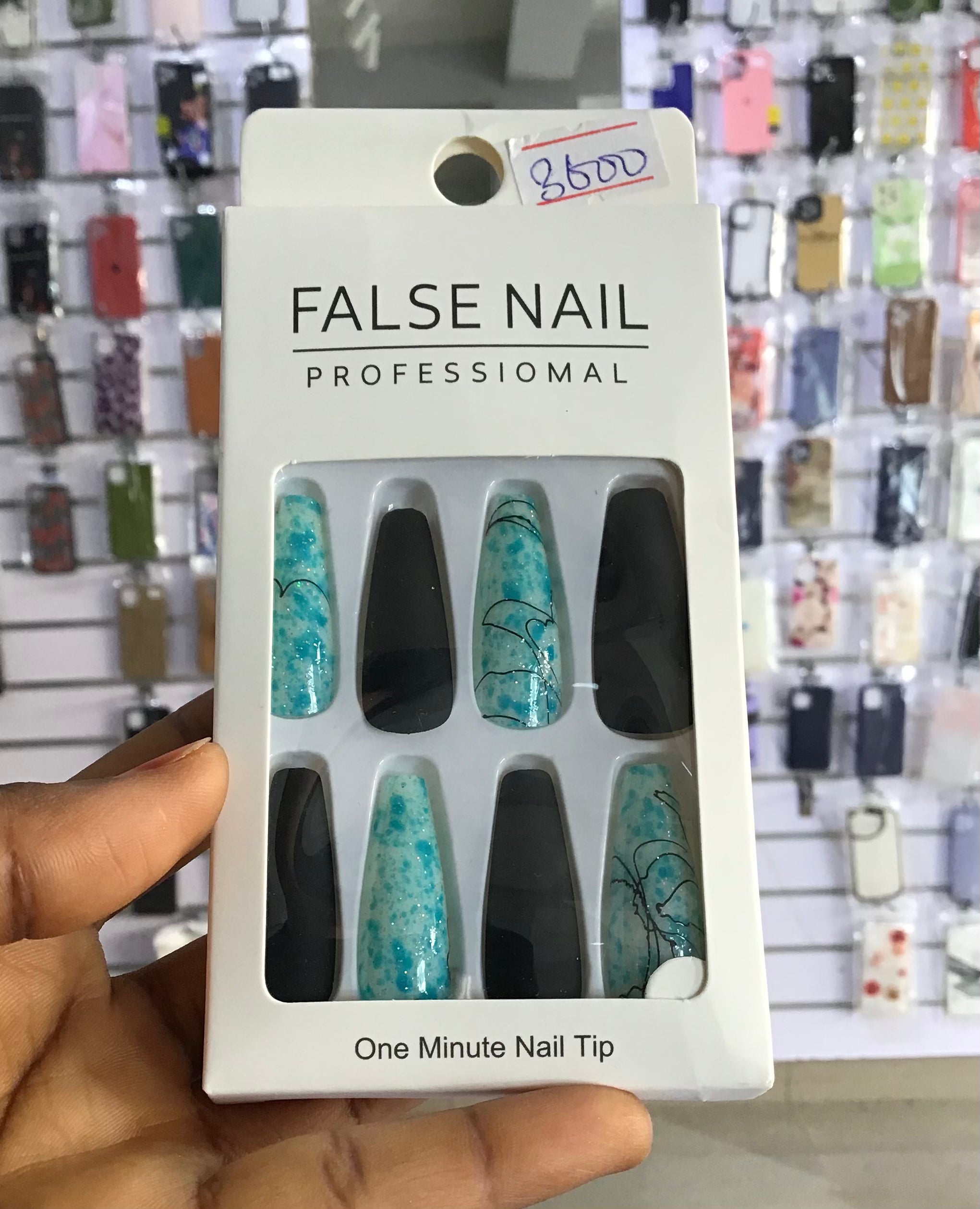 Mix Blue False Nails