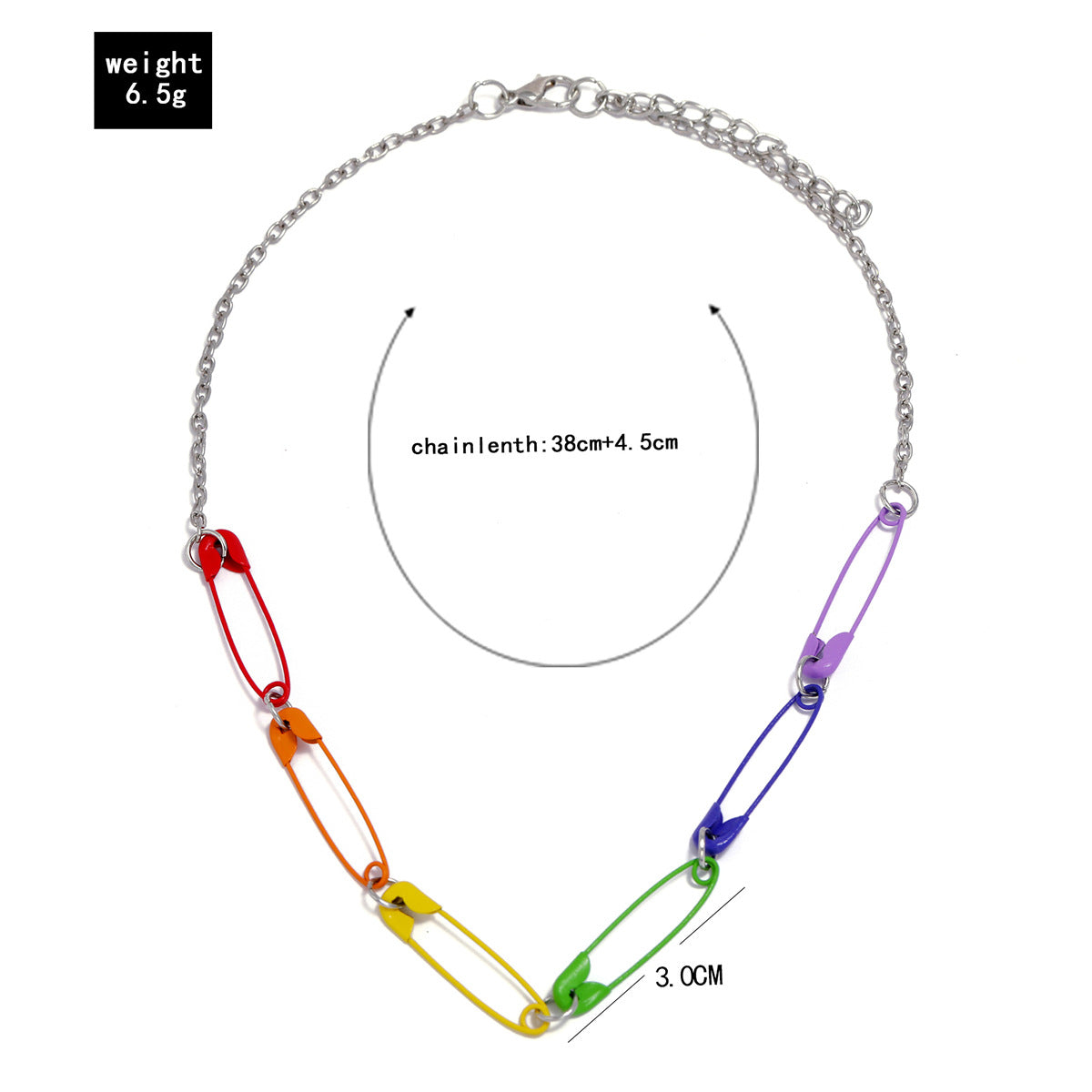 Colorful Color Buckle Pin Necklace