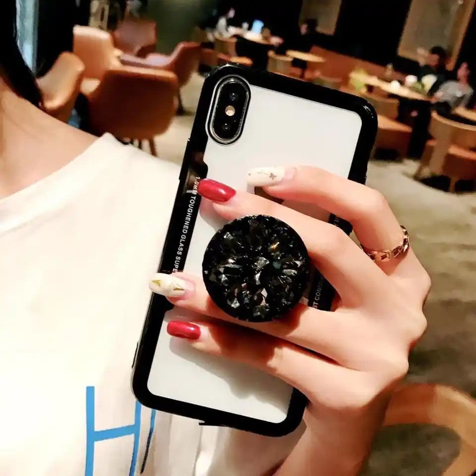 Protective Case With Rhinestones Grip For iPhones