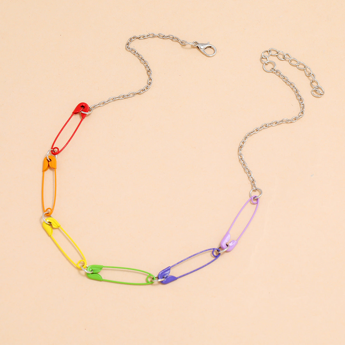 Colorful Color Buckle Pin Necklace